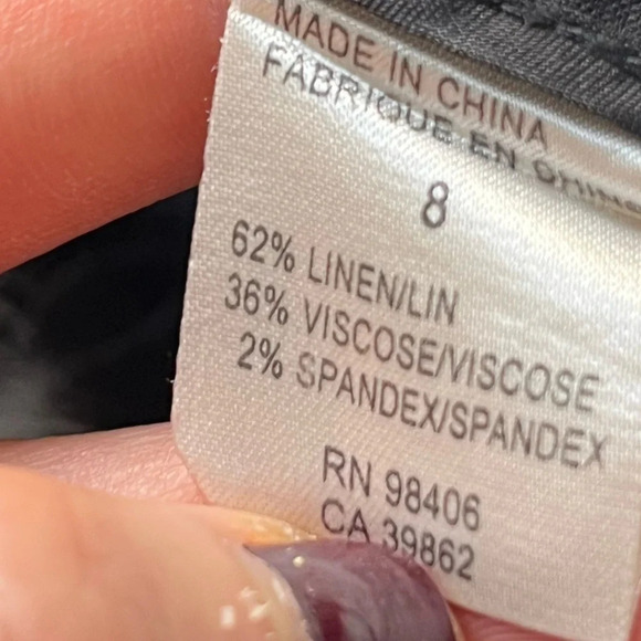 Theory black pants straight leg trouser linen blend 8 - Picture 3 of 8